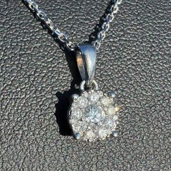 14k white gold 0.5 CTW diamond pendant & 18” chain Necklace