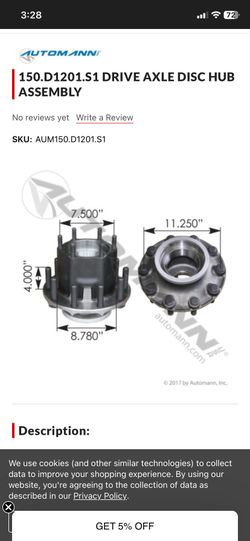 DRIVE WHEEL HUB ASSEMBLY FOR MACK TRUCKS PART MUMBER 150.D1201.S1