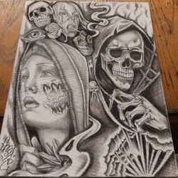 Original Chicano/realism Art Canvas Drawing