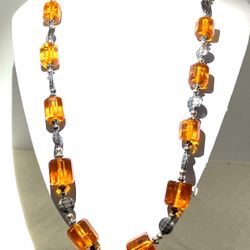 Sterling Reconstituted Amber Necklace 