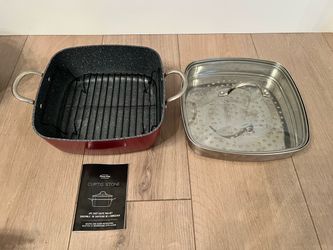 Like New- Curtis Stone Dura-Pan 4-piece Chef's Square Saute Set w/ Manual