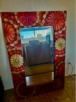 Wooden Wall Mirror.