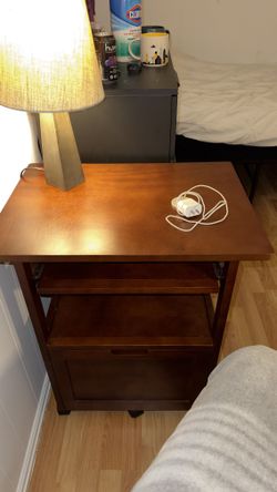 On Wheels Nightstand with Drawer and Shelf
