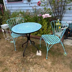 Mosaic table with two matching chairs Mosaic table with two matching chairs