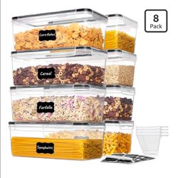 Vtopmart Airtight Food Storage Containers with Lids 8PCS Set 3.2L, Plastic Spaghetti Container for Pasta organizer, BPA Free Air Tight House Kitchen P