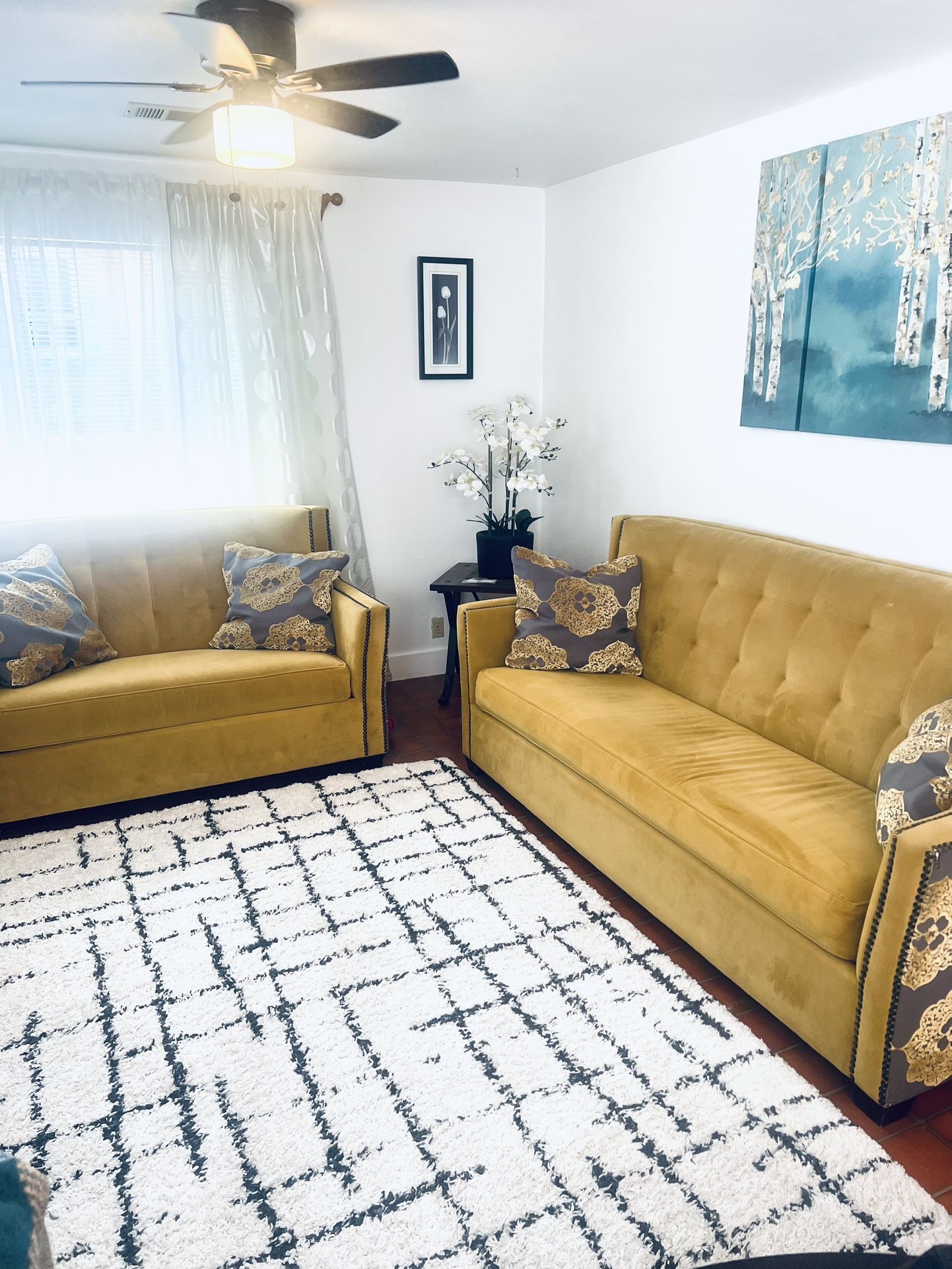 2 Couches with Pillows And Side Table