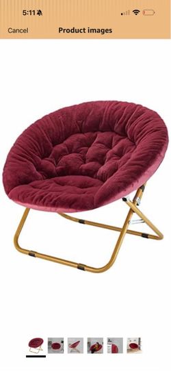 Urban Lifestyle Oversized Rabbit Faux Fur Saucer Chair, Wine/Gold 206