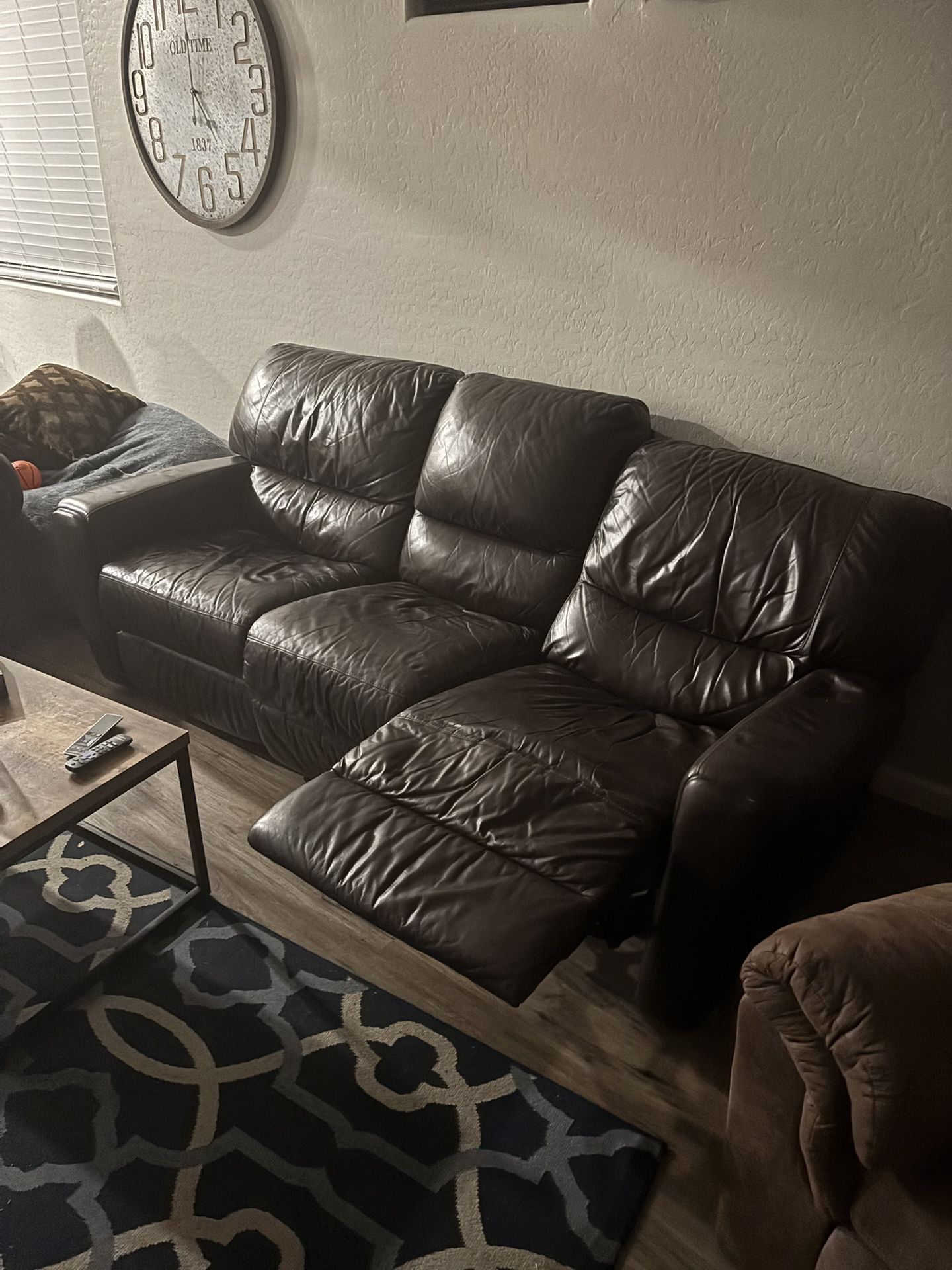 Leather Couch Both Sides Recline