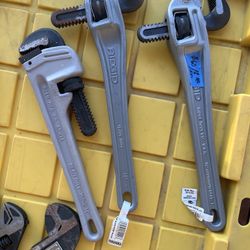 Ridgid 14” Aluminum Pipe Wrenches + Reed + Adjustable Wrenches