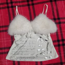 Fur Trim Detachable Tank Top