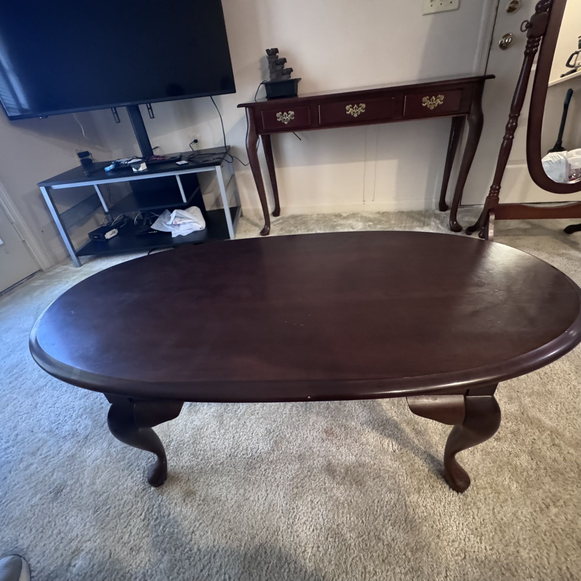 Solid Wood Oval Coffee Table For $20