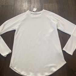 NEW Womans White Long Sleeve Shirt Size Large By Acting Pro #14