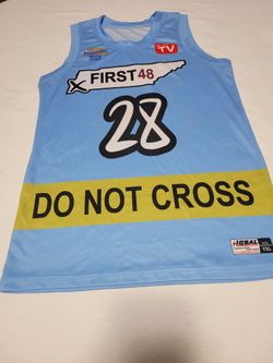 Basketball First 48hrs theme, light blue Tank top Jersey Men's Large