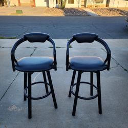 2 Swivel Bar Chairs With Backs Sturdy Rotating Metal Barstools
