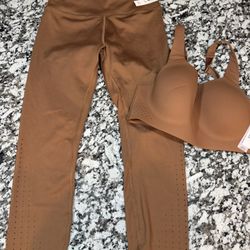 Victoria Secret Beige Brown Set Leggings And Top BRAND NEW