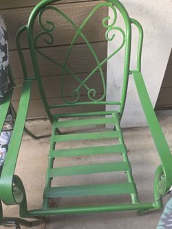 2 Iron green Vintage chairs good condition 300