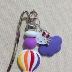 Hello kitty Purple Hot Air Balloon Bookmark Charm Handmade 