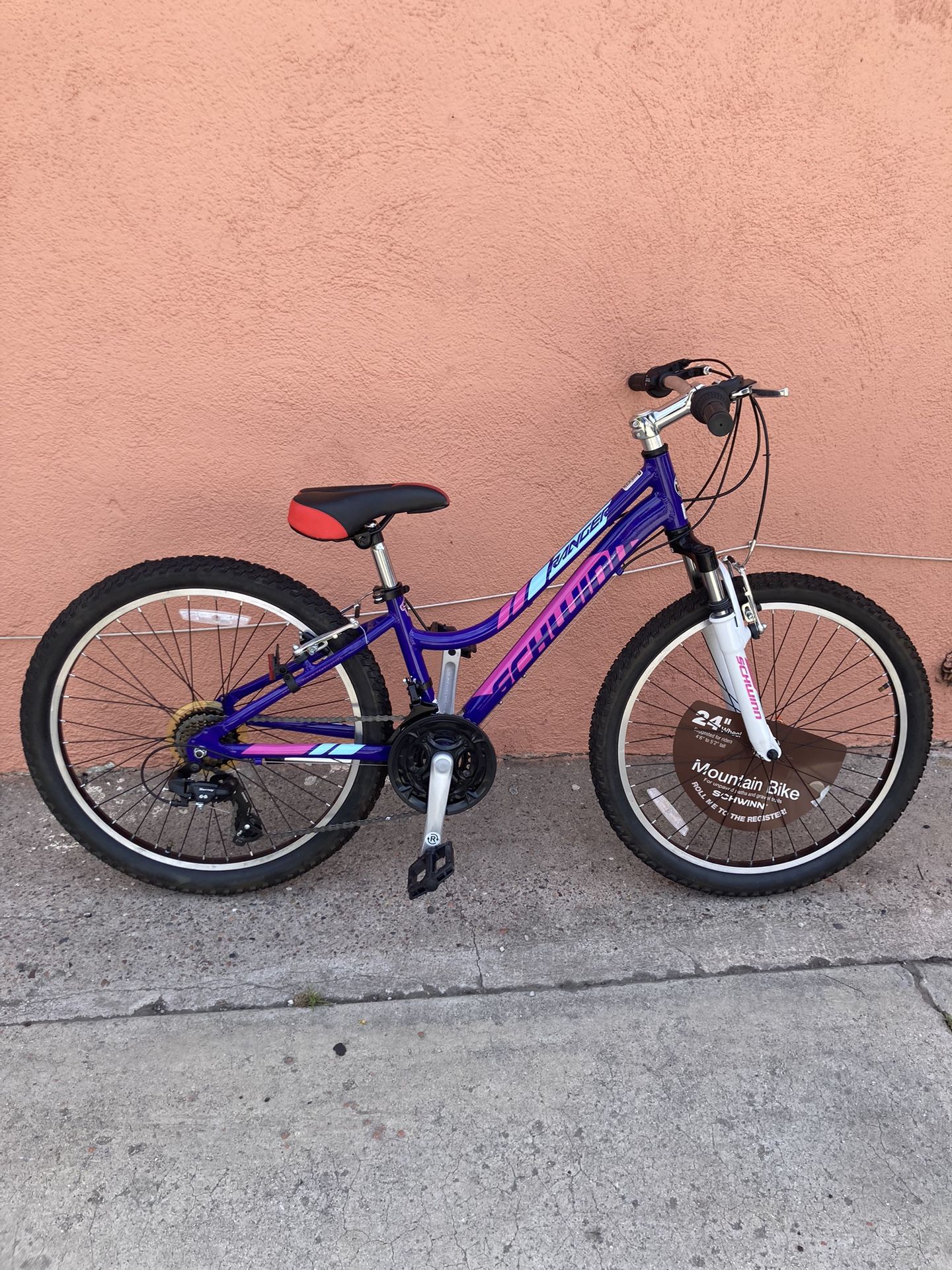 New Schwinn Ranger Mountain Bike By aluminum Frame 24 Inches Tires Ready To Ride