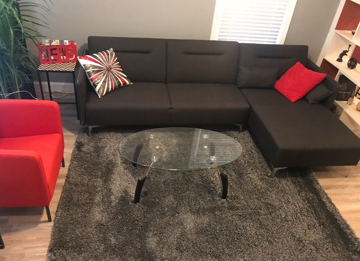 Modern Dark Gray Sleeper Sectional