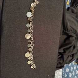Silver-Tone Dangling Circle / Coin Bracelet