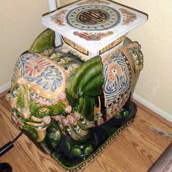  1960's Vintage Majolica Ceramic Elephant From Vietnam