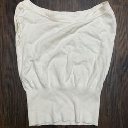 Cool White White Off Shoulder Knit Top 