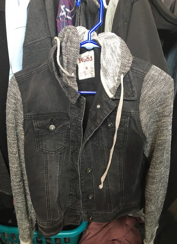 Muddy black denim jacket