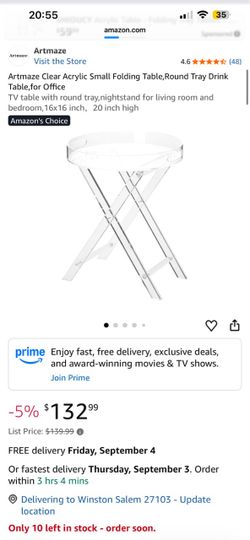 Cute round and clear Acrylic Small Folding Table