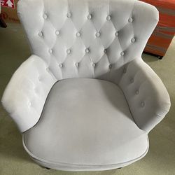 Fabric Club Chair with Tufted Cushions 