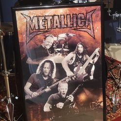 Rare large framed Metallica picture. 25x37