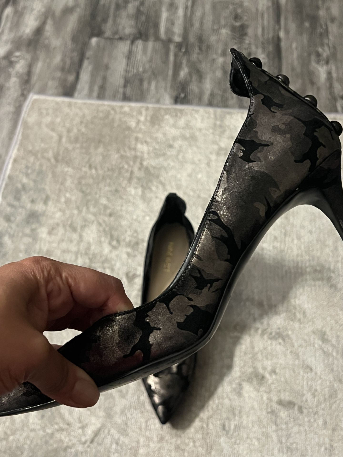 Nine West Pewter Metallic Camo Heel