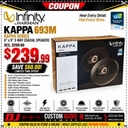 Infinity Car Speakers Set 6x9 Inch 3-Way Coaxial Speaker System 360 Watts Kappa 693M 🚨 Payment Options Available 🚨