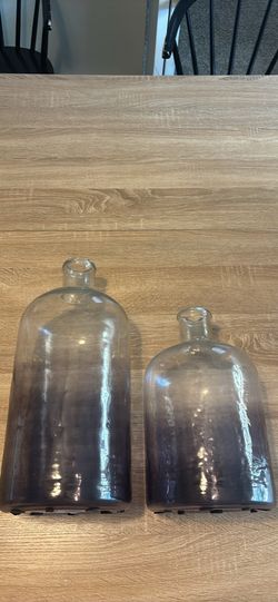 Set of 2 Ombre Glass Decorative Vases