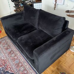 Black Velvet Loveseat w/ Gold Metal Feet 