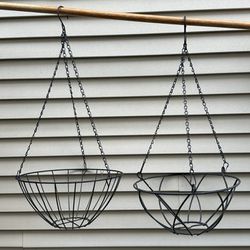 Two metal hanging baskets for planters $10 for both 