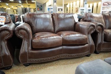 Leather Roll Arm Loveseat — Rocky Mountain Leather
