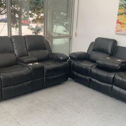 BRAND NEW 2 PIECES RECLINERS COUCH WITH CUP HOLDERS