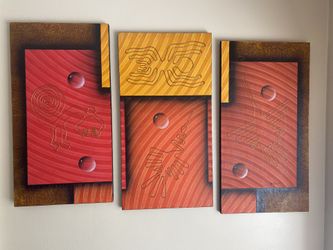 Set Galery Of 3 Canvas Prints Of Peruvian Nazca Lines Art. 