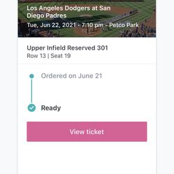 1 Padres Ticket For Today June 22
