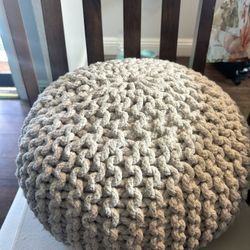 Cotton Pouf Ottomans Knit Foot Stool 