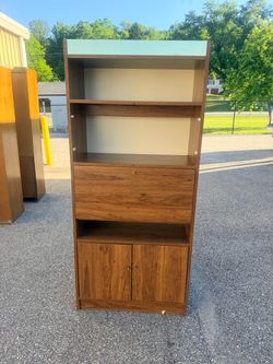 Wood Bookcase with Drawers and Cabinet