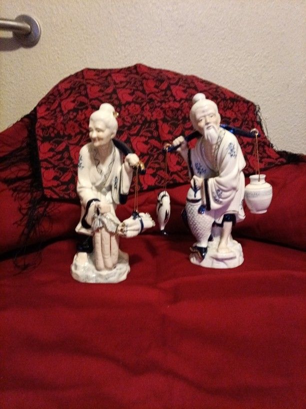 Pareja De Abuelos Pescando 12×3