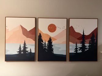 Mountain Landscape Canvas Wall Art Set of 3