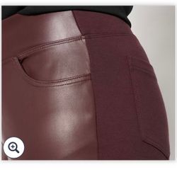 Plus Size "BELLE" By Kim Gravel Faux Leather Ponte Pants