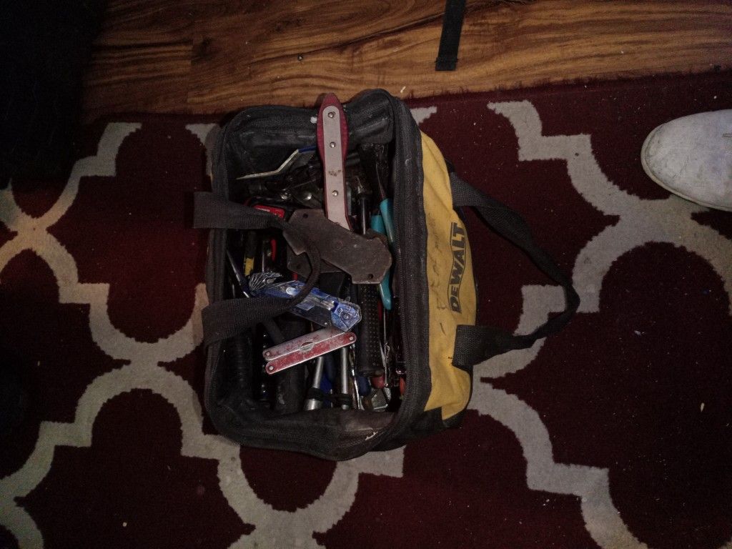 Bag Full Of Hand Tools And 2 Electric Drills