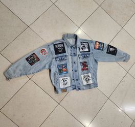 Metallica Heavy Metal Rock Patched Denim Jacket Adult Women Size Large