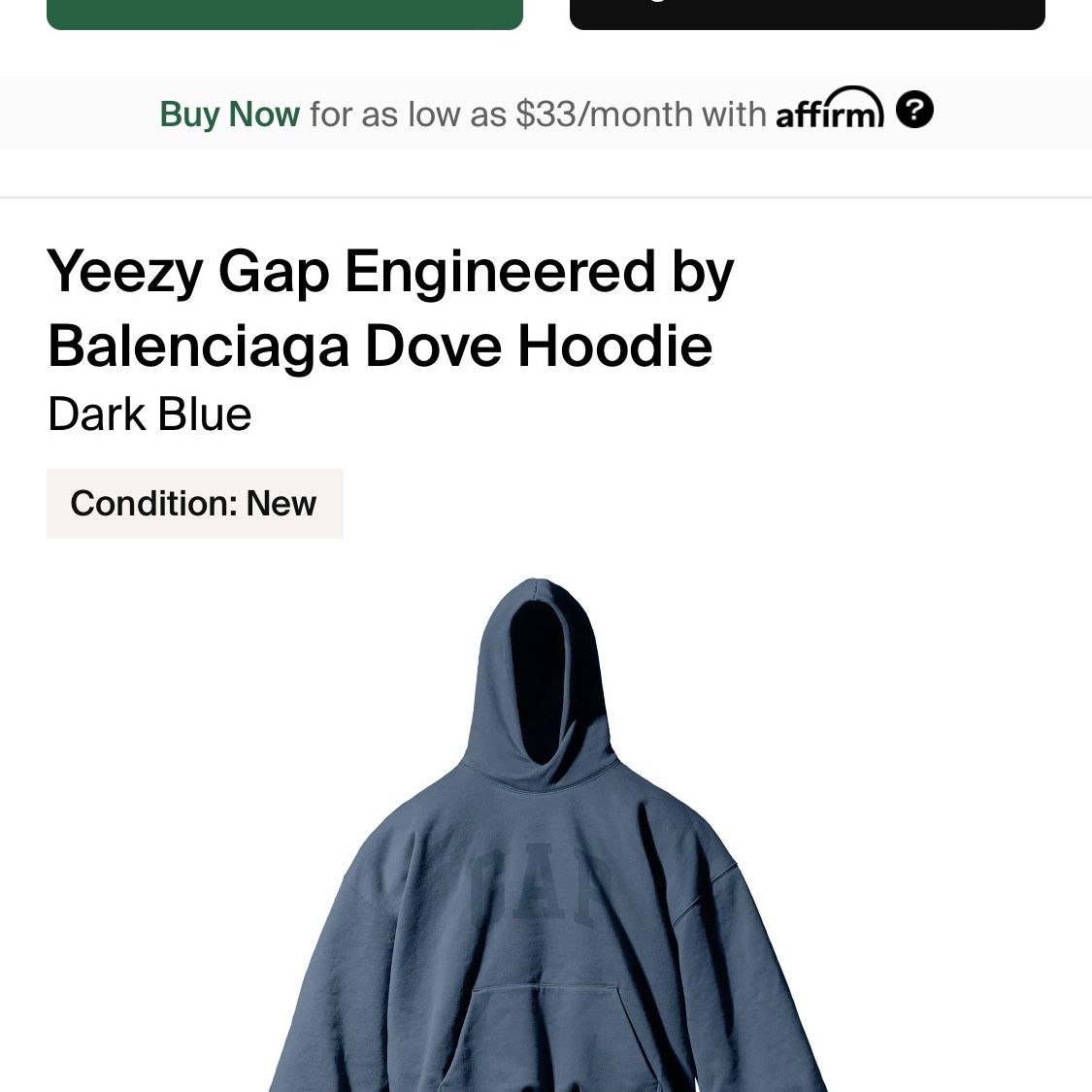 Yeezy Gap Dove Hoodie Size Medium Oversized for Sale in Chino, CA