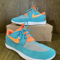 NIKE / Miami Dolphins SOLARSOFT MOCCASINS /  Water Shoes Lake Sports Slip on kicks / Men's 12 / Like New w/ Box! Worn 2x / Teal, Solar Orange, Brown &