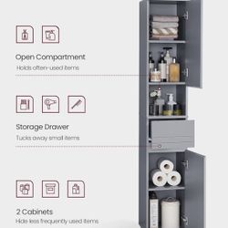Bathroom Slim Freestanding Storage Cabinet 