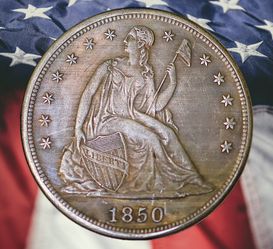 1850 Seated Liberty Dollar Silver Plated Novelty Coin - Cir